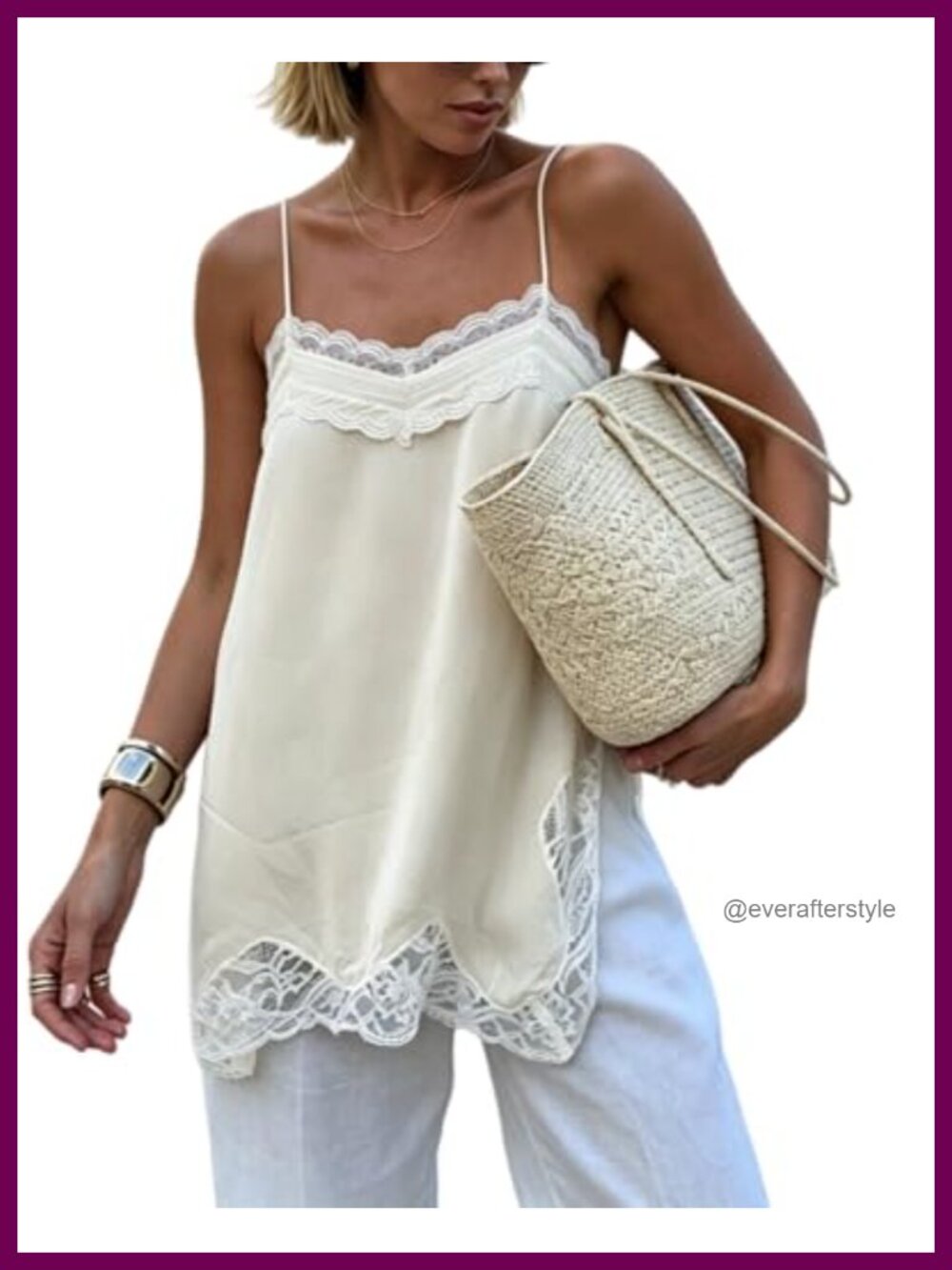 Y2K Chiffon Lace Trim Cami Top Side Split Sleeveless